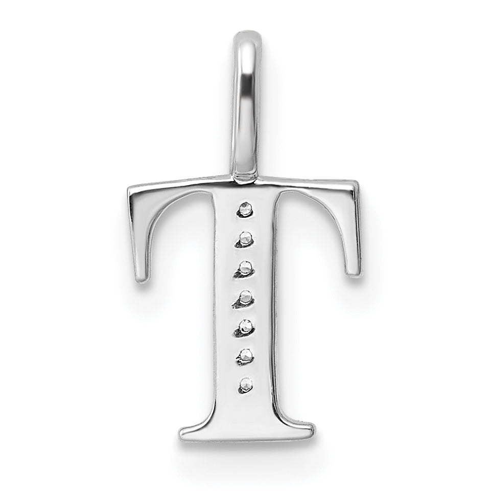 Diamond Initial Pendant - T / 14k White Gold