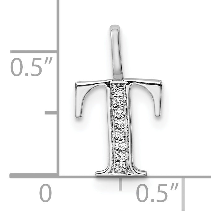 Diamond Initial Pendant - T / 14k White Gold