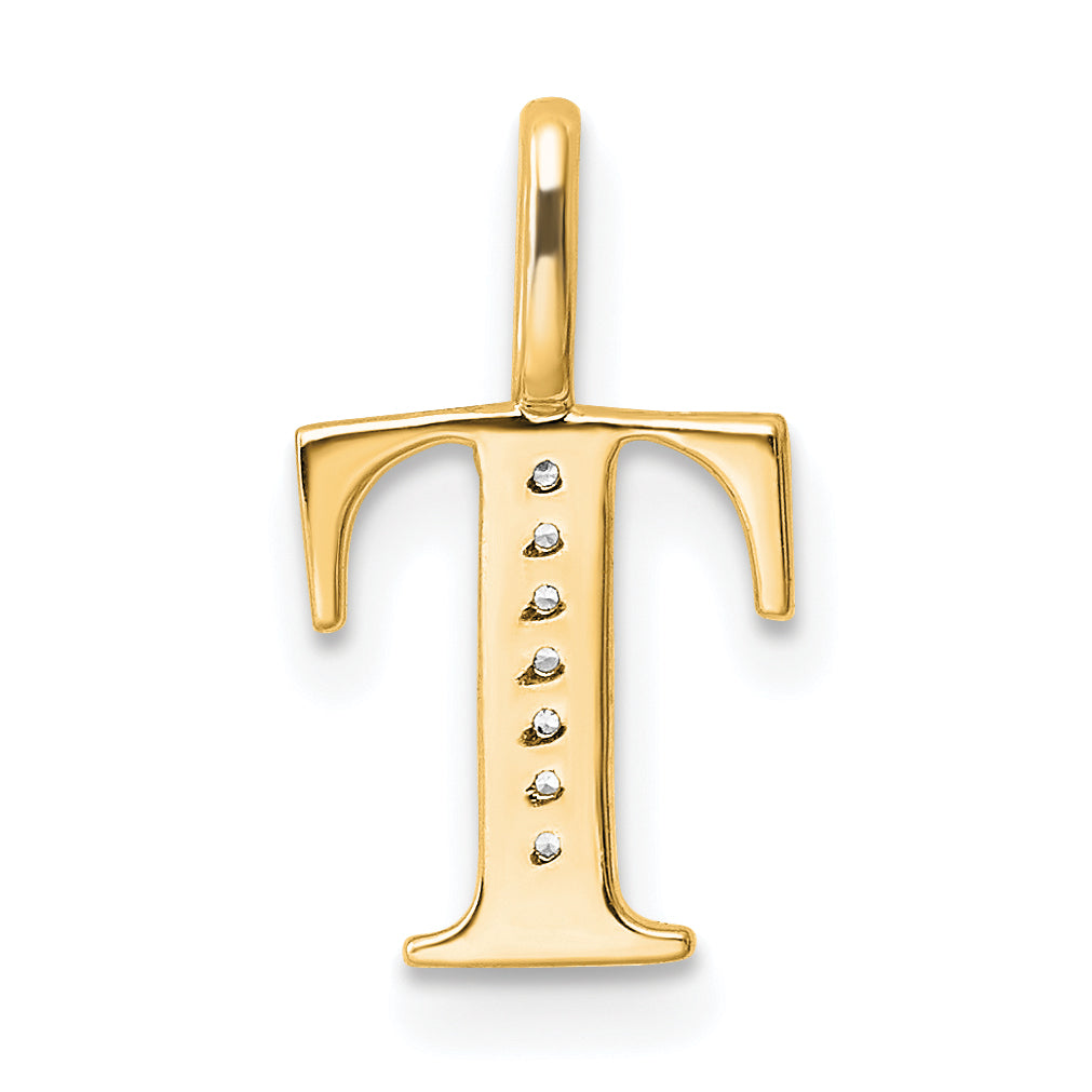 Diamond Initial Pendant - T / 14k Yellow Gold