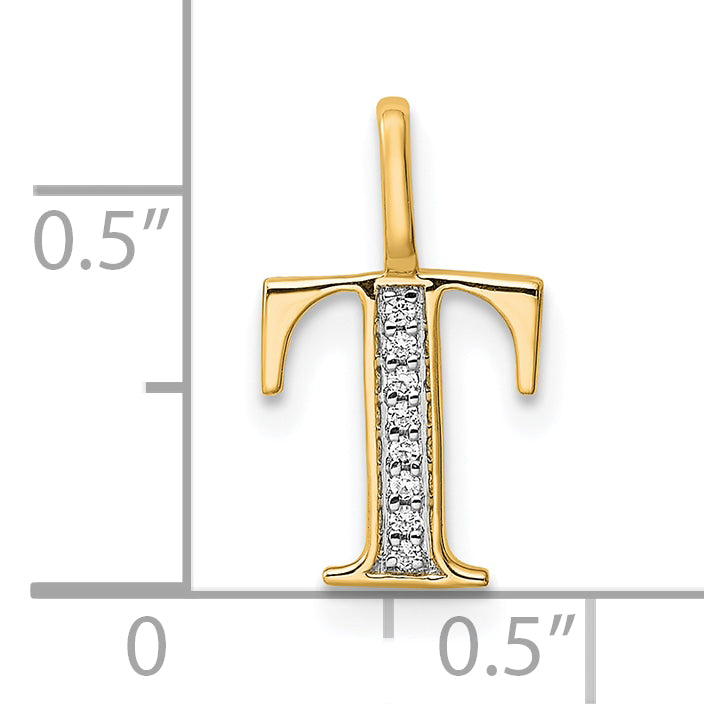Diamond Initial Pendant - T / 14k Yellow Gold