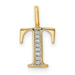 Diamond Initial Pendant - T / 14k Yellow Gold
