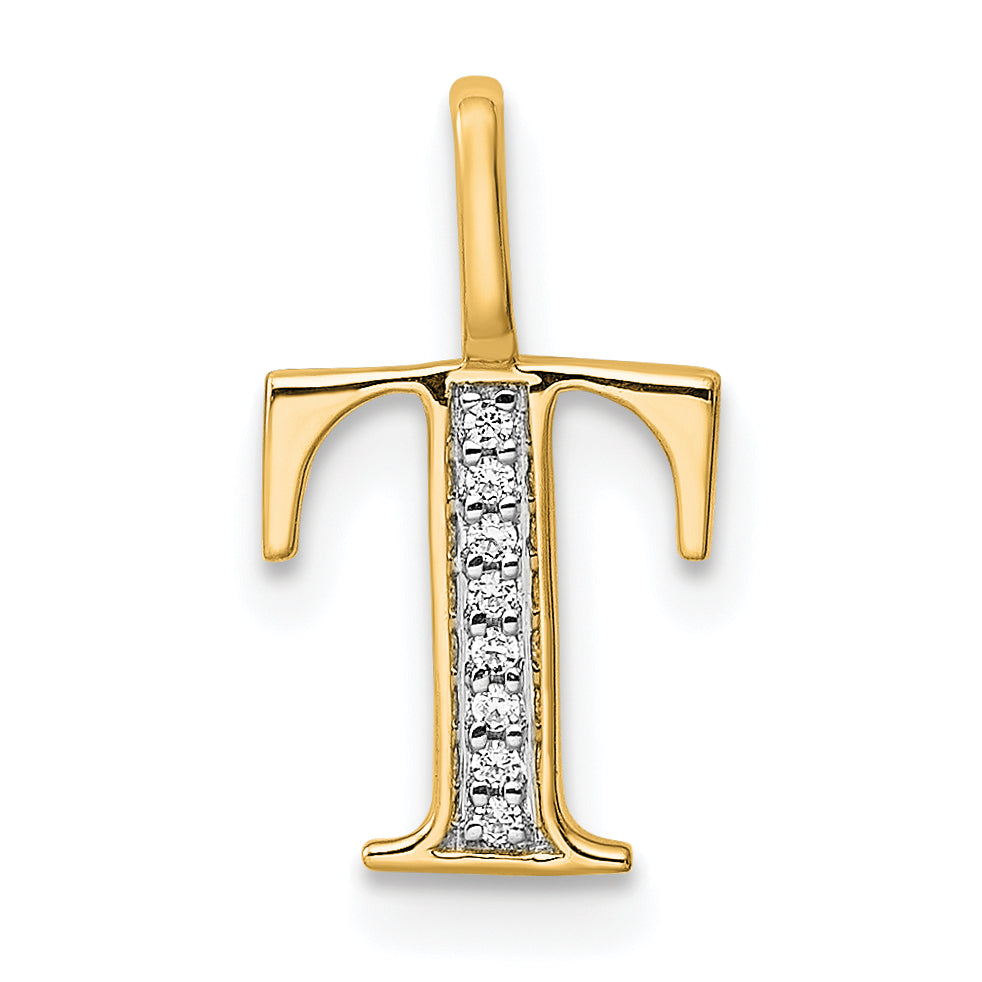 Diamond Initial Pendant - T / 14k Yellow Gold