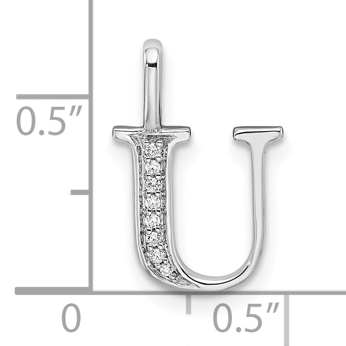 Diamond Initial Pendant - U / 14k White Gold