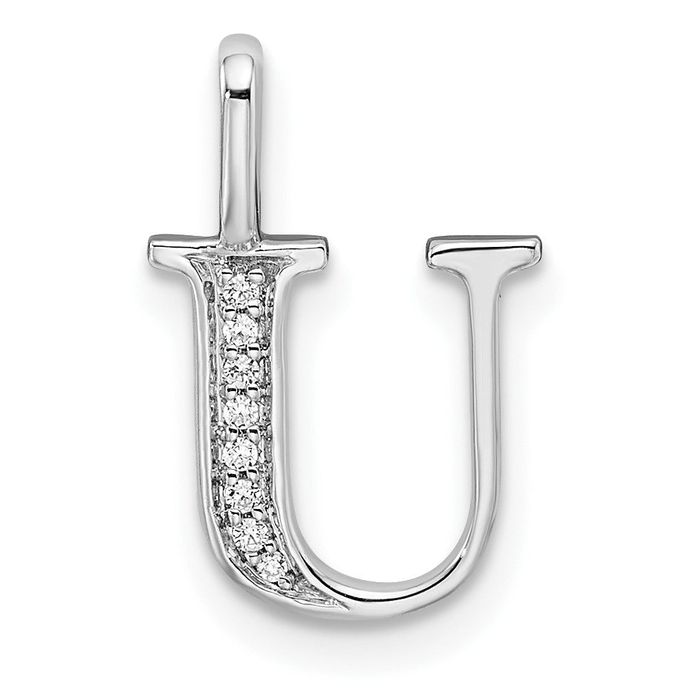Diamond Initial Pendant - U / 14k White Gold