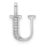 Diamond Initial Pendant - U / 14k White Gold