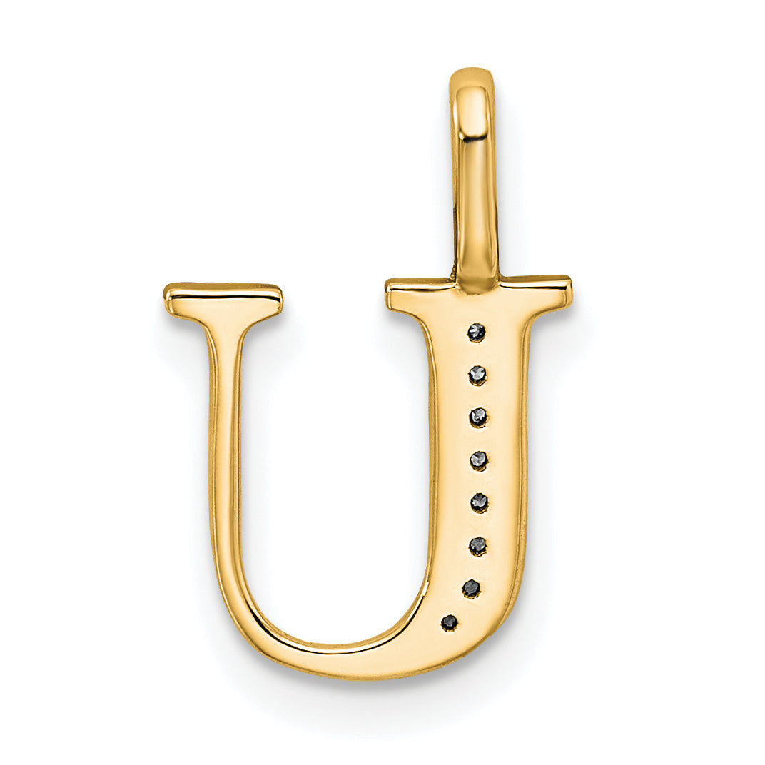 Diamond Initial Pendant - U / 14k Yellow Gold