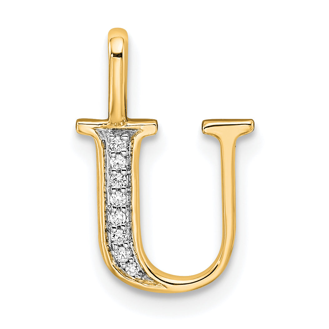 Diamond Initial Pendant - U / 14k Yellow Gold