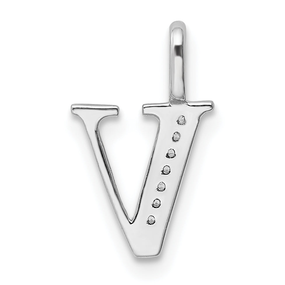 Diamond Initial Pendant - V / 14k White Gold