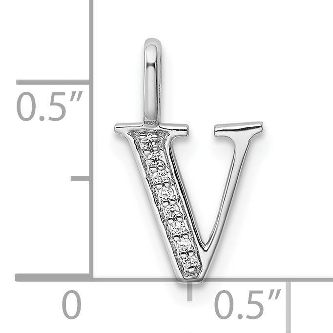 Diamond Initial Pendant - V / 14k White Gold