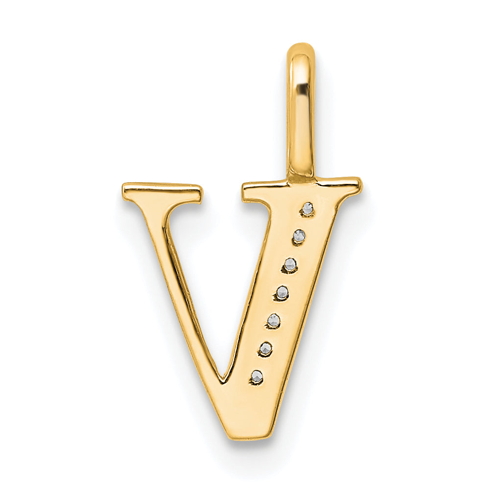 Diamond Initial Pendant - V / 14k Yellow Gold