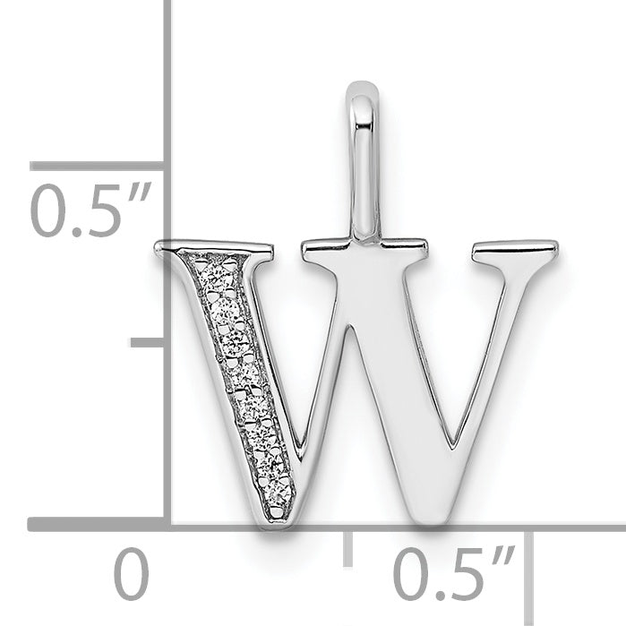Diamond Initial Pendant - W / 14k White Gold