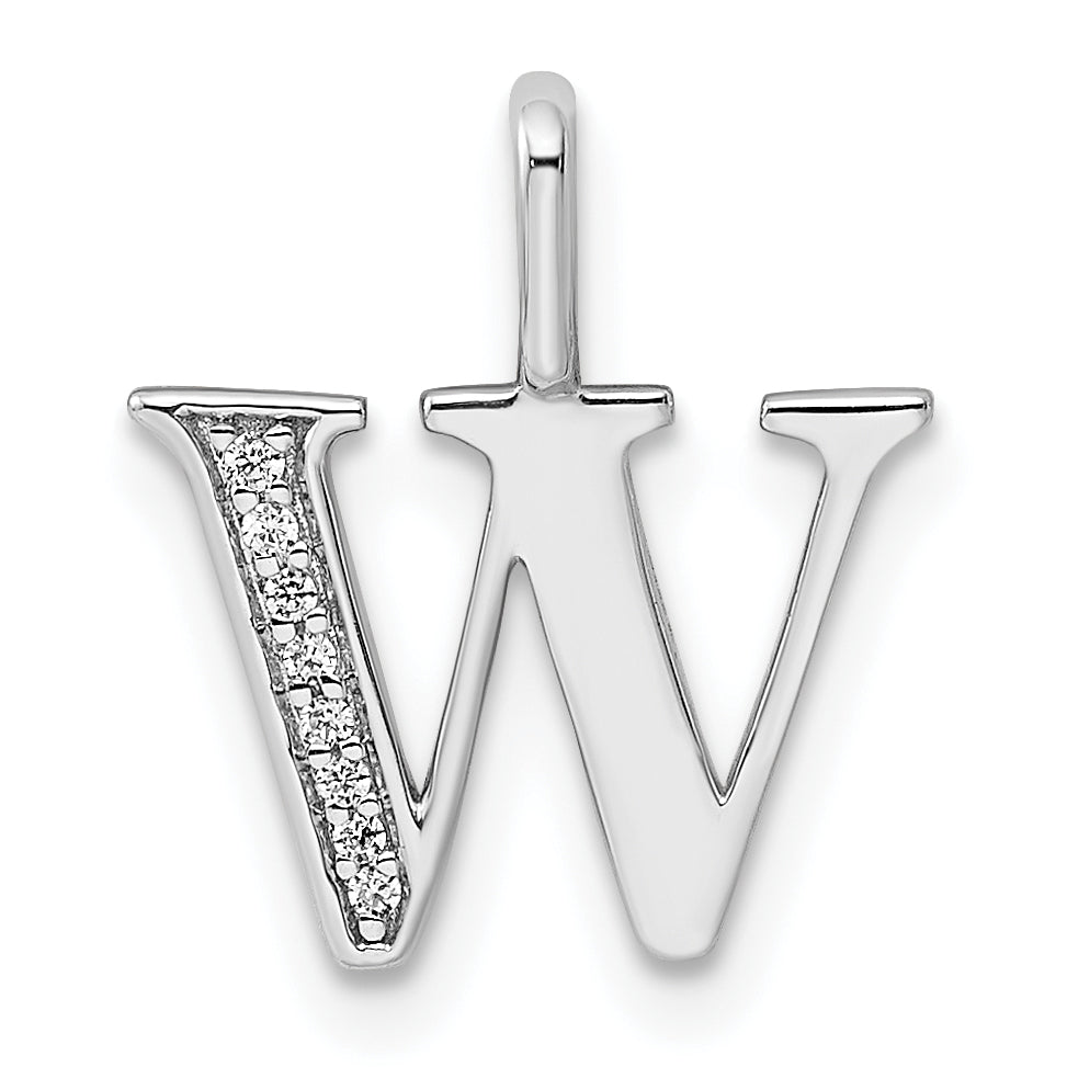 Diamond Initial Pendant - W / 14k White Gold