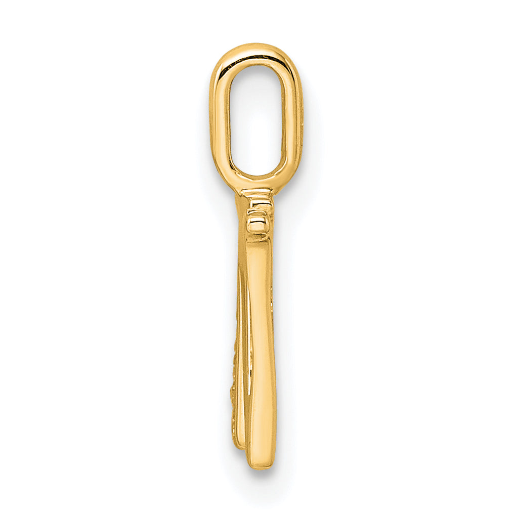 Diamond Initial Pendant - W / 14k Yellow Gold