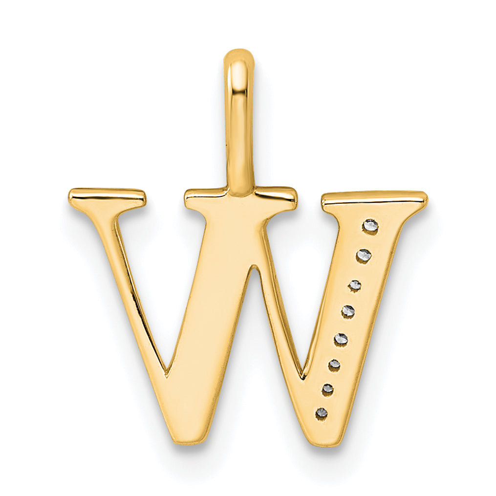 Diamond Initial Pendant - W / 14k Yellow Gold