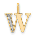 Diamond Initial Pendant - W / 14k Yellow Gold