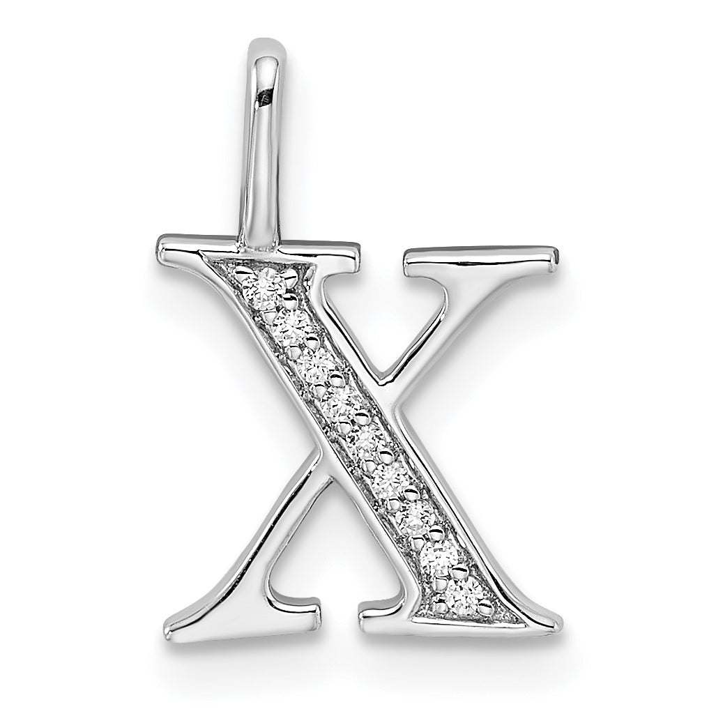 Diamond Initial Pendant - X / 14k White Gold