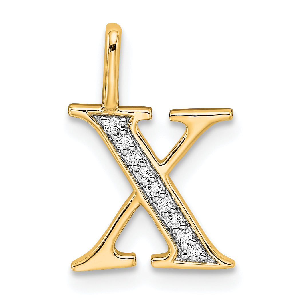 Diamond Initial Pendant - X / 14k Yellow Gold