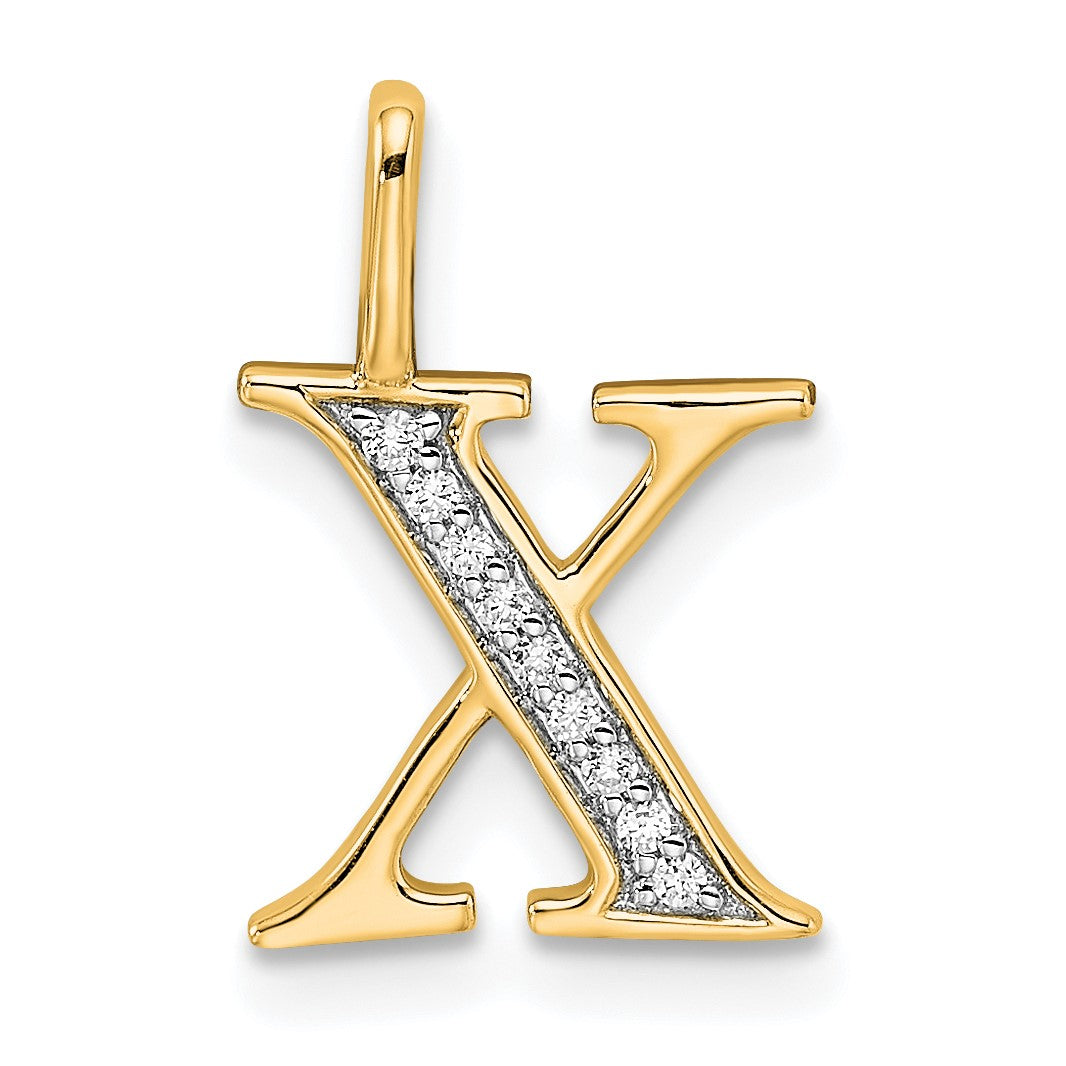 Diamond Initial Pendant - X / 14k Yellow Gold