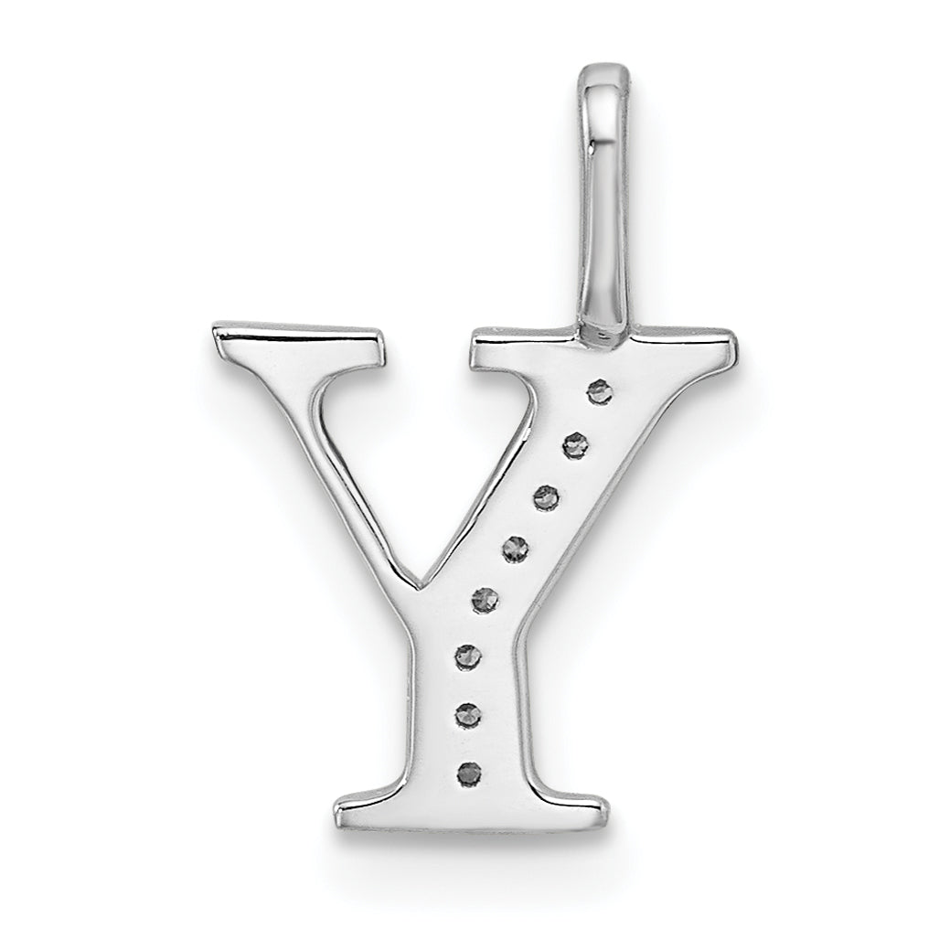 Diamond Initial Pendant - Y / 14k White Gold