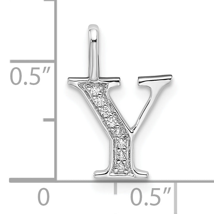 Diamond Initial Pendant - Y / 14k White Gold