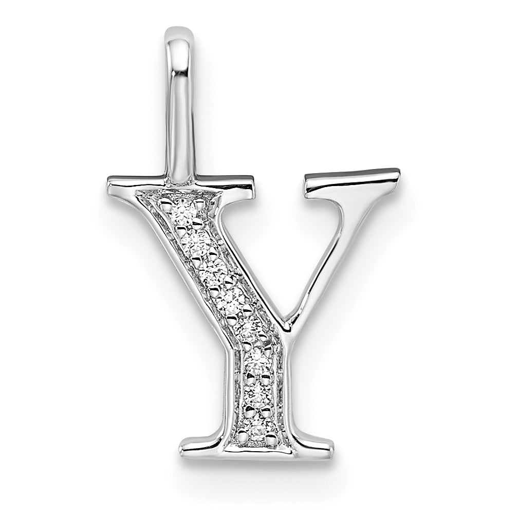 Diamond Initial Pendant - Y / 14k White Gold