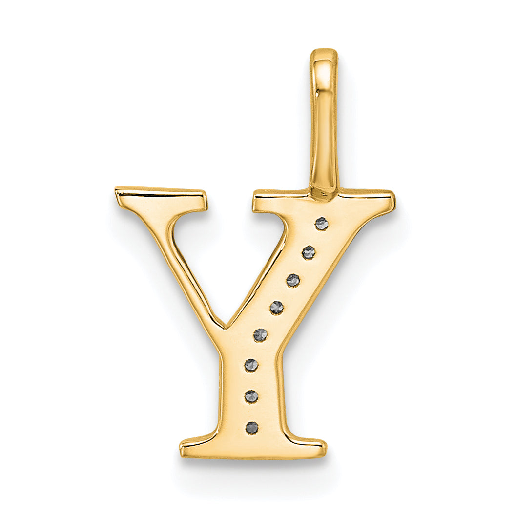 Diamond Initial Pendant - Y / 14k Yellow Gold