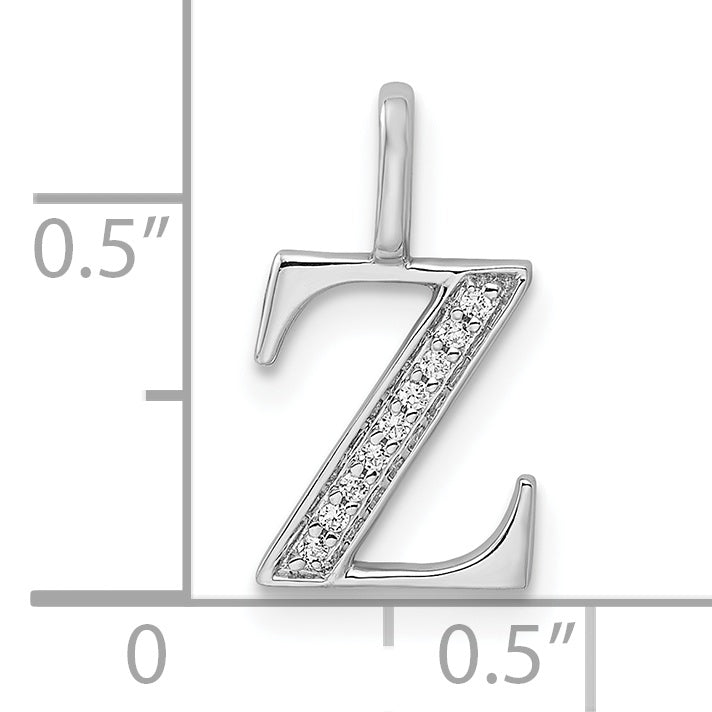 Diamond Initial Pendant - Z / 14k White Gold