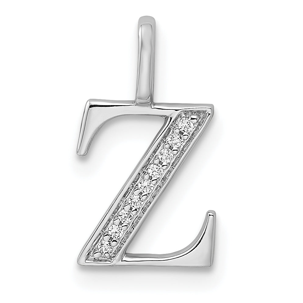 Diamond Initial Pendant - Z / 14k White Gold