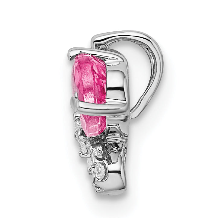 Gold Pink Tourmaline Butterfly Chain Slide - 14k White Gold