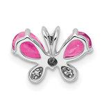 Gold Pink Tourmaline Butterfly Chain Slide - 14k White Gold