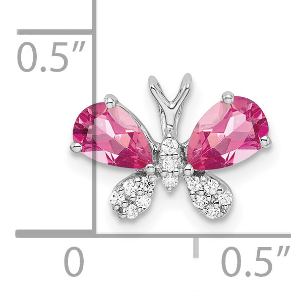 Gold Pink Tourmaline Butterfly Chain Slide - 14k White Gold