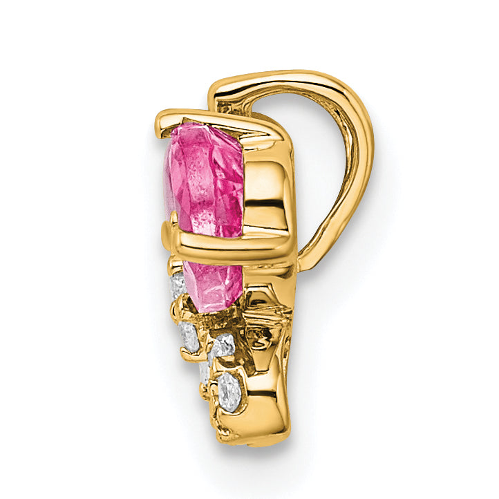 Gold Pink Tourmaline Butterfly Chain Slide - 14k Yellow Gold