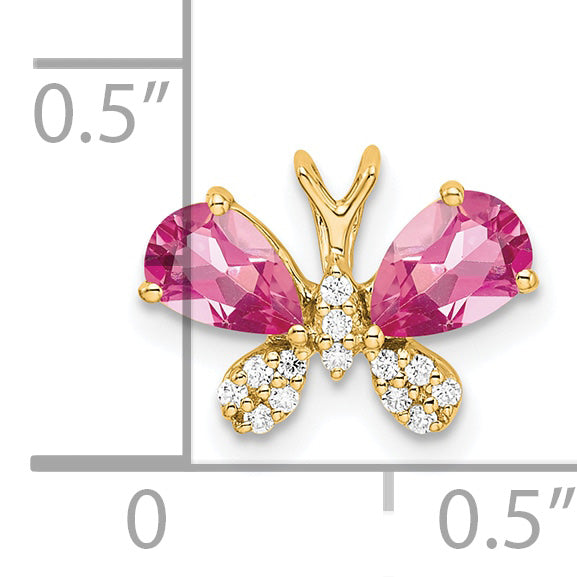 Gold Pink Tourmaline Butterfly Chain Slide - 14k Yellow Gold