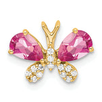 Gold Pink Tourmaline Butterfly Chain Slide - 14k Yellow Gold