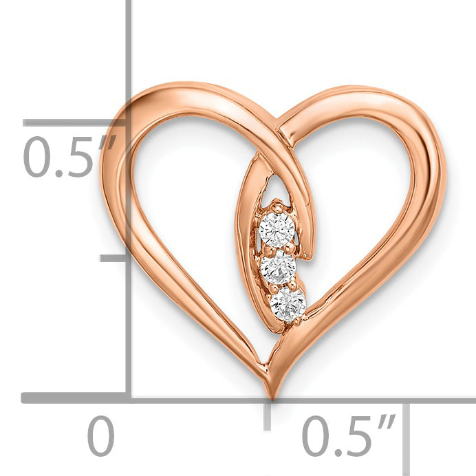 Gold Diamond Heart Chain Slide - 14k Rose Gold