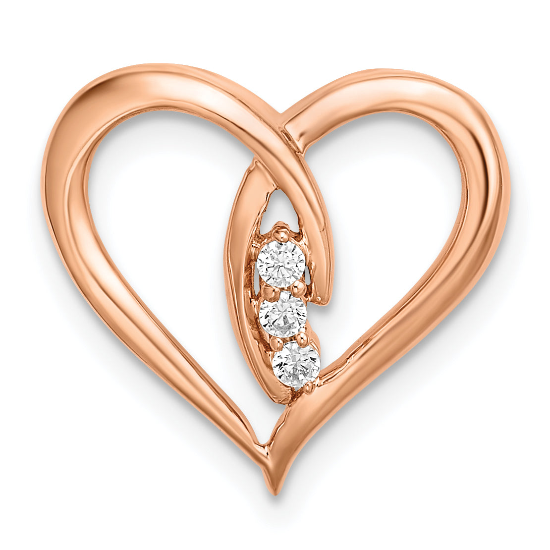 Gold Diamond Heart Chain Slide - 14k Rose Gold