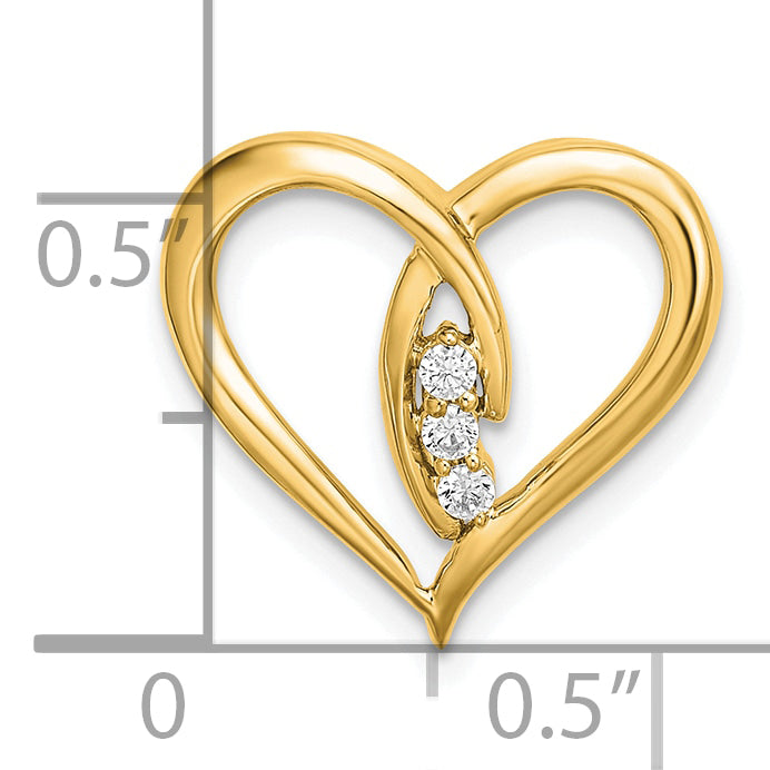 Gold Diamond Heart Chain Slide - 14k Yellow Gold