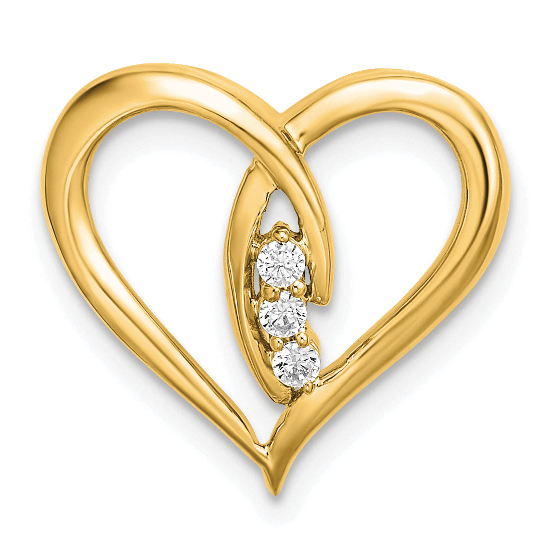 Gold Diamond Heart Chain Slide - 14k Yellow Gold