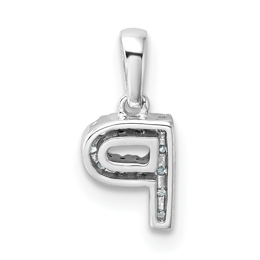 14k White Gold Diamond Letter P Initial with Bail Pendant, view 3