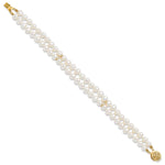 14k Yellow Gold 5-6mm White Freshwater Cultured Pearl 2-Strand 7.5 inch Bracelet, view 2