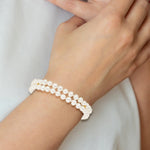 14k Yellow Gold 5-6mm White Freshwater Cultured Pearl 2-Strand 7.5 inch Bracelet, view 6
