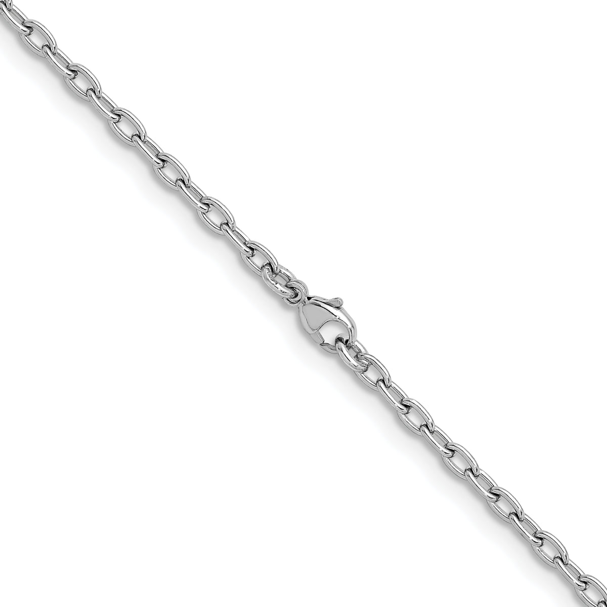 Herco Platinum Solid Cable Chain Necklace - 3 mm / 18 in