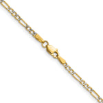 Gold (14K) Semi-Solid Rhodium Pavé Figaro Chain - 16 in / 2.3 mm