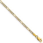 Gold (14K) Semi-Solid Rhodium Pavé Figaro Chain - 16 in / 2.3 mm