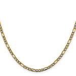 Gold (14K) Semi-Solid Rhodium Pavé Figaro Chain - 16 in / 3.2 mm