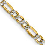Gold (14K) Semi-Solid Rhodium Pavé Figaro Chain - 16 in / 3.2 mm