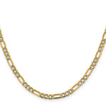 Gold (14K) Semi-Solid Rhodium Pavé Figaro Chain - 16 in / 3.9 mm
