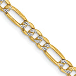 Gold (14K) Semi-Solid Rhodium Pavé Figaro Chain - 16 in / 3.9 mm