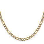 Gold (14K) Semi-Solid Rhodium Pavé Figaro Chain - 16 in / 5.25 mm