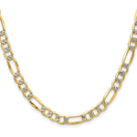 Gold (14K) Semi-Solid Rhodium Pavé Figaro Chain - 20 in / 6.5 mm